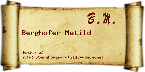 Berghofer Matild névjegykártya